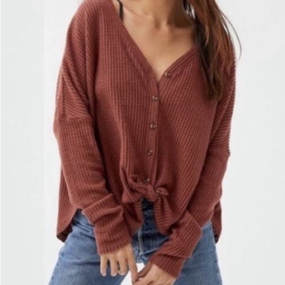 UO Urban Outfitters JoJo Waffle Knit Long Sleeve Top - Picture 6 of 8